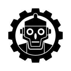 Artificial Intelligence Settings Icon on White Background.
