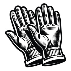 Vintage Hand Illustration Symbolic of Guidance and Support in Black and White Imagery
