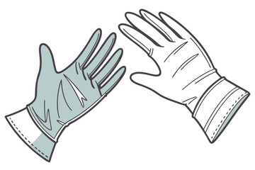 Pair of Protective Gloves One Colored One Outline Medical Personal Protective Equipment