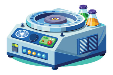 Fototapeta premium Laboratory Centrifuge with Vials on a Round Base, Science Illustration