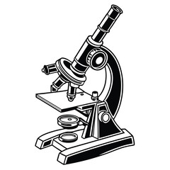 Detailed Black and White Microscope Illustration for Scientific Purposes