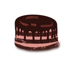 Delicious Chocolate Cake on White Background Dessert Food Illustration