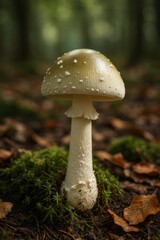 Fototapeta premium Amanita Mushroom in Forest Close-Up – Death Cap Identification