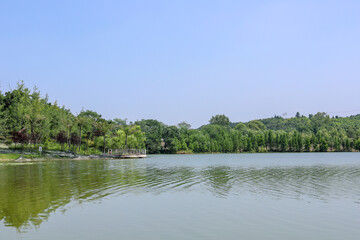 The natural scenery of Donghu Mountain Park in Deyang City, Sichuan Province, China