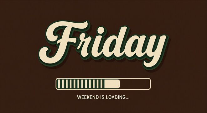 Retro Friday Weekend Loading Bar Design, Vintage Typography, and Progress Indicator Graphic
