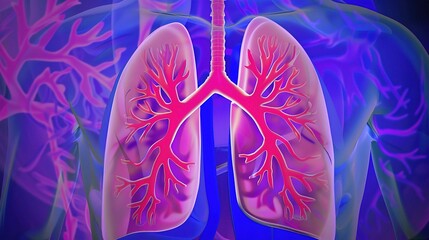 The image captures the lungs' vital function, ideal for biology, science, medical, and anatomical visuals, emphasizing their significance in breathing and bodily oxygenation