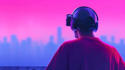 Futuristic VR Headset User Immersive Digital Experience