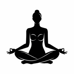 Vector silhouette of a person in a yoga seated meditation