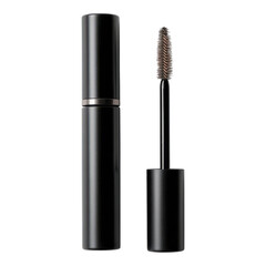 Elegant Black Mascara Tube with Applicator Wand on White Background