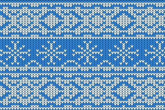 Knitting Christmas vector background snowflakes