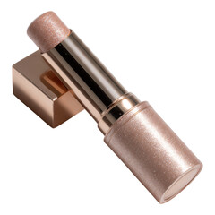 Shimmering Rose Gold Highlighter Stick on a Reflective Surface