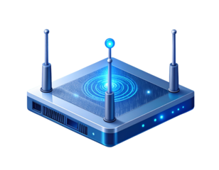  Futuristic 3D Isometric Wi-Fi Router with Four Antennas – Vector Tech Illustration on White (3)
