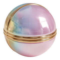 Colorful Glossy Sphere with Golden Trim and Soft Pastel Hues