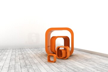 Orange structures in a white room