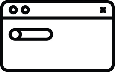 Minimal web browser window icon with toggle switch and close button vector