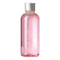 Clear Plastic Bottle with Pink Liquid and Silver Cap