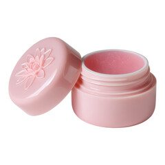 Pink Cream Jar with Lid and Lotus Flower Design for Skincare Products