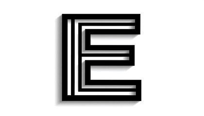 Bold, layered letter E