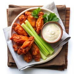 Fototapeta premium Delicious fried chicken and rice with fresh vegetables, a tasty meal