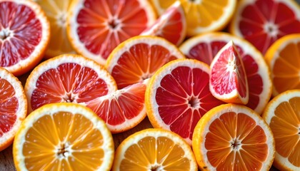 Vibrant Citrus Fruit Slices with Juicy Sprays