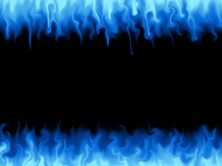  burning fire blue flame frame on black background