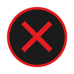 Obraz premium Red x symbol inside a black circle with a red border isolated on transparent background