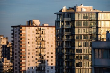 Sunlight falling on buildings during sunny day