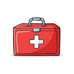 Obraz premium Medical first aid kit with various supplies, ideal for emergency situations, healthcare, medical concepts, safety and survival preparations.