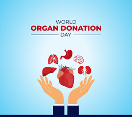 World Organ Donation Day. 13 August. Holiday concept. Template for background with banner, poster and card. Flat illustration. Jpeg format.