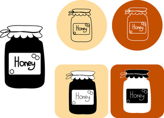 Glass jar honey icon, logo logotype. Vector graphic line illustration. Banner, poster, wrapping paper, sticker, print, modern textile design. For logo, web, package, sticker.