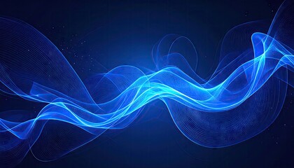 Fototapeta premium Abstract blue wavy lines on dark background