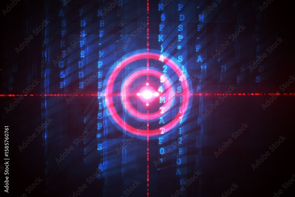 Poster digital target over computing matrix