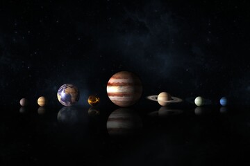 Obraz premium Digital composite image of solar system