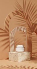Beige cream jar display design