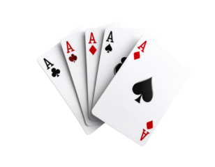 Spinning Four Aces Playing Cards – Dynamic Burst Layout Isolated on White