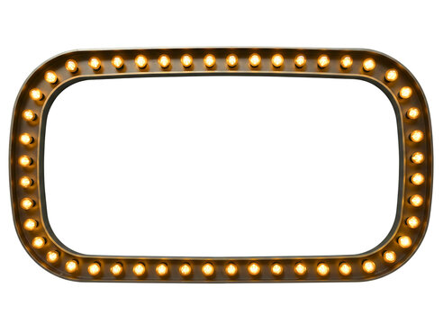 Retro marquee light frame with empty space for text isolated on transparent background