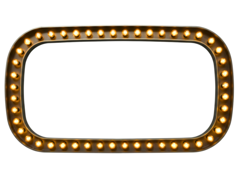 Retro marquee light frame with empty space for text isolated on transparent background