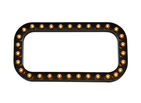 Retro marquee light frame with empty space for text isolated on transparent background