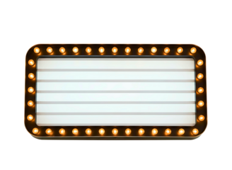 Retro marquee light frame with empty space for text isolated on transparent background