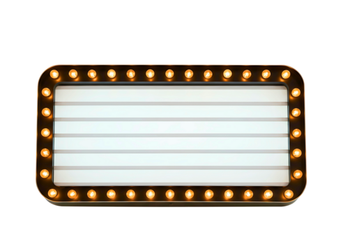 Retro marquee light frame with empty space for text isolated on transparent background