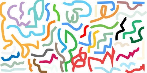 Fun colorful line doodle seamless pattern. Creative minimalist style art background for children or trendy design with basic shapes.  vector illustration