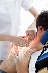 Man with shoulder ache having massage