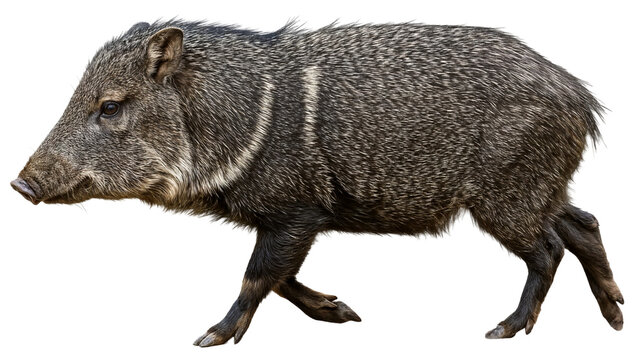 a collared peccary, Pecari tajacu, walking with textured fur - Powered by Adobe