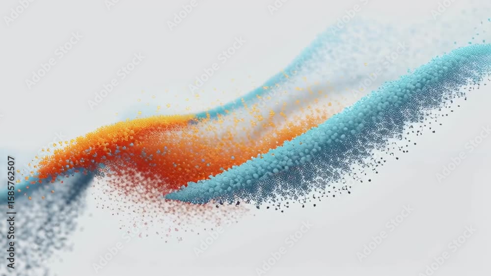 Poster colorful abstract wave form with dynamic particles and fluid motion in artistic background design
