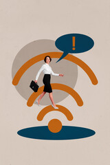 Collage Showing Smartphone laptop Wifi Icons Symbolizing Internet Connection Social Media Freelance...