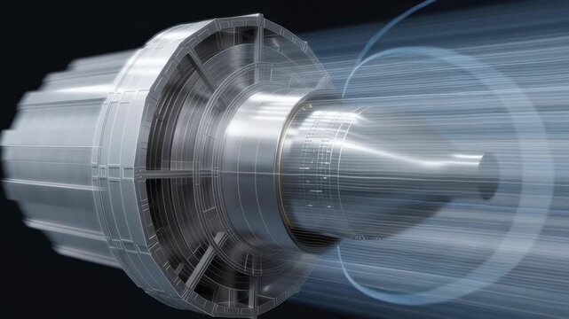 High-speed turbine engine with motion blur showcasing powerful technology and innovation design