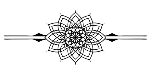 Fototapeta premium This geometric red mandala line art divider presents a visually striking centered design on a crisp white background, suitable for various creative projects.