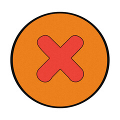 Obraz premium Red x symbol inside an orange circle with a black outline isolated on transparent background