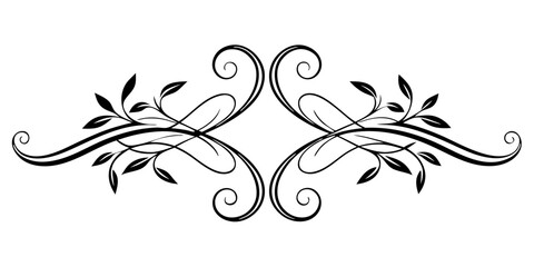 Fototapeta premium A swirling burgundy floral design gracefully adorns a crisp white backdrop, creating an elegant and captivating piece of line art perfect for various decoration needs.