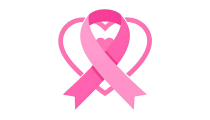 Pink Ribbon and Heart: Breast Cancer Awareness Symbol